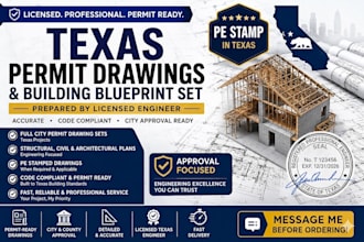 full city permit drawings building blueprint set texas in licensed engineer