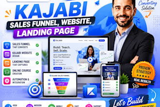create kajabi sales funnel, kajabi website, kajabi landing page