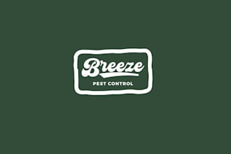 design modern organic breeze pest solutions retro logo