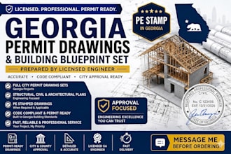 full city permit drawings building blueprint set as georgia licensed engineer