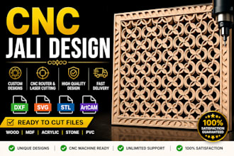 design custom cnc jali patterns, dxf, svg, stl and artcam files