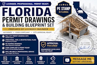 full city permit drawings building blueprint set as florida licensed engineer