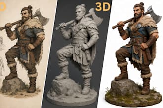 convert 2d to 3d model image to 3d character stl file 3d printing 3d figurine