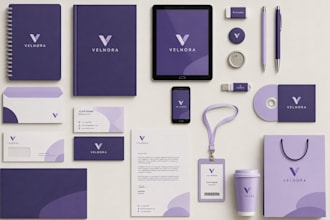 design complete brand identity, branding kit and brand guidelines