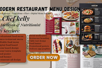 do food menu design, restaurant menu design, food flyer and digital menu board