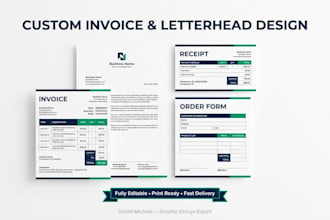 design professional invoice template word, excel and PDF