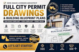 do full city permit drawings set building permit ohio, idaho licensed architect