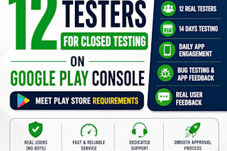 provide real 12 testers for closed testing and app testing
