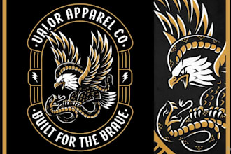 design retro eagle snake badge logo design