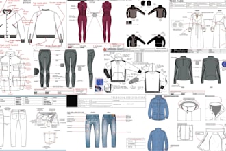 design custom streetwear, hoodie, jackets, pants and clothing fashion tech pack