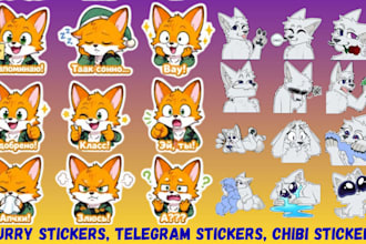 do animated furry stickers telegram emojis badges headshot fursona