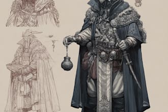 illustrate professional fantasy character artwork