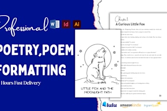design, format poem book, poetry formatting story illustration amazon book cover