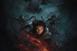 design a cinematic fantasy book cover illustration