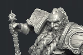 sculpt calligraphy 3d figurine, 3d miniature tabletop dnd 3d model, 3d printing