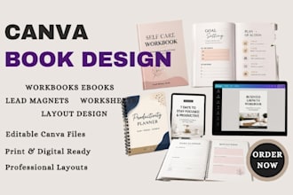 do canva book design workbook ebook worksheet lead magnet magazine layout design
