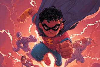 illustrate a superhero comic cover art
