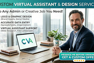 provide professional virtual assistant, logo design, and data entry services