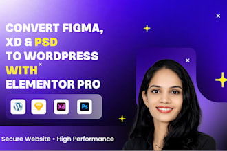 convert PSD, xd, sketch, or figma design to wordpress website
