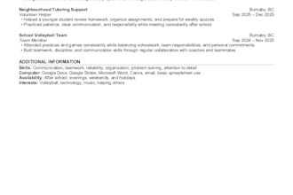 edit your student resume for part time jobs and internships