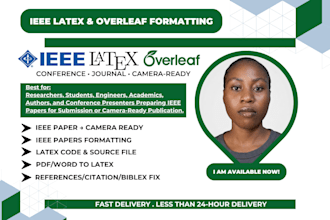 format your ieee paper in latex overleaf for camera ready PDF in 24 hours