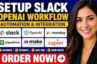 setup slack openai workflow automation monday pipedrive make zapier integration