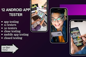provide 12 android app tester google play closed testing 20 testers app testing