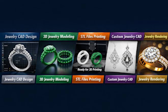do custom jewelry cad design 3d stl files and photorealistic rendering