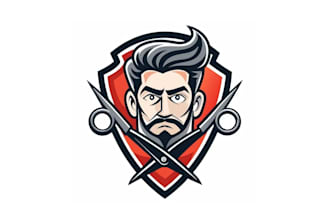 design mascot hair cutting salon logo