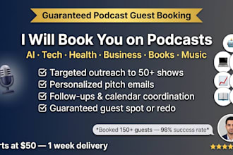 do podcast guest booking for ai, tech, health, business, books