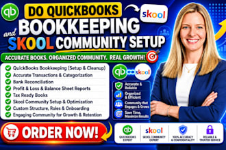 do quickbooks bookkeeping and skool community setup