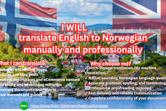 translate english to norwegian manually and professionally