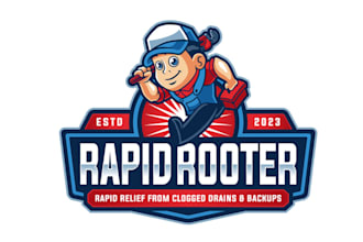design mascot cartoon rapid rooter logo