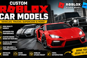 create custom roblox car models, vehicle, trucks, supercars, and race cars