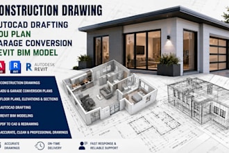 construction drawing autocad drafting adu plan garage conversion revit bim model