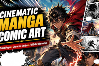 illustrate cinematic manga comic pages and comic book art