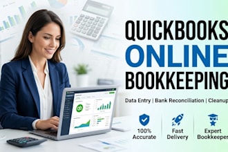 quickbooks online data entry, bookkeeping and bank reconciliation