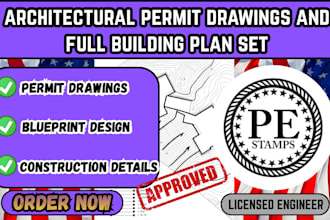 design architectural permit drawing and full building plan set for USA approval