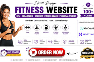 build gym yoga studio crossfit fitness coach personal trainer godaddy website