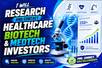 research and contact healthcare biotech and medtech investors