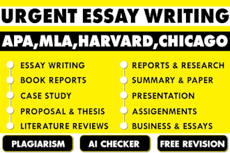 do essay writing, report and paper, case study, research and summary