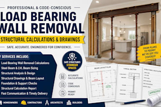 load bearing wall removal structural calculations and drawings tx fl cl
