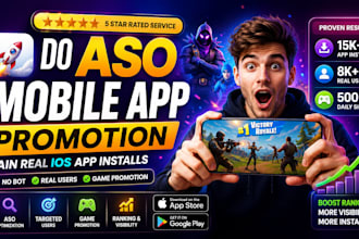 do aso mobile promotion gain IOS app install no bot signup users game promotion