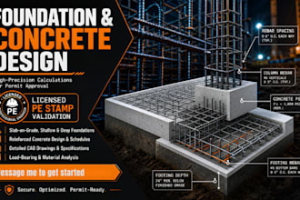 design structural concrete foundation plans with pe stamp texas california