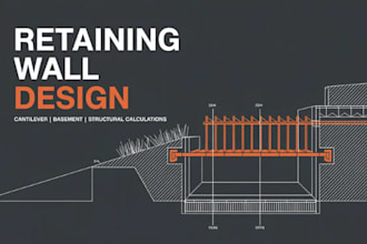 design cantilever, basement retaining wall, structural calculations and drawings