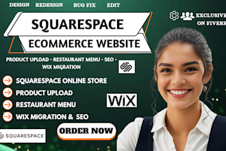 create squarespace ecommerce website SEO product upload restaurant wix migration