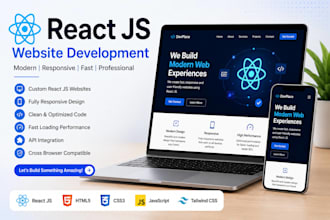 a responsive react js website and web application