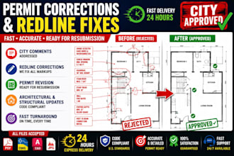 fix city permit corrections and revise redline drawings fast