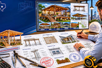 create texas pergola, deck, porch and carport permit plans with pe stamp