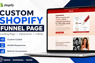 build a shopify landing page, advertorial, or listicle page